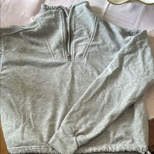 Gray Boxy Long Sleeve Polo Sweatshirt